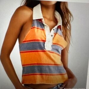We the free  walking on sunshine Striped Distressed RacerbackTank
